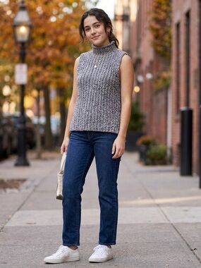 Moth Anthropologie Mockneck Ribbed Knit Sweater